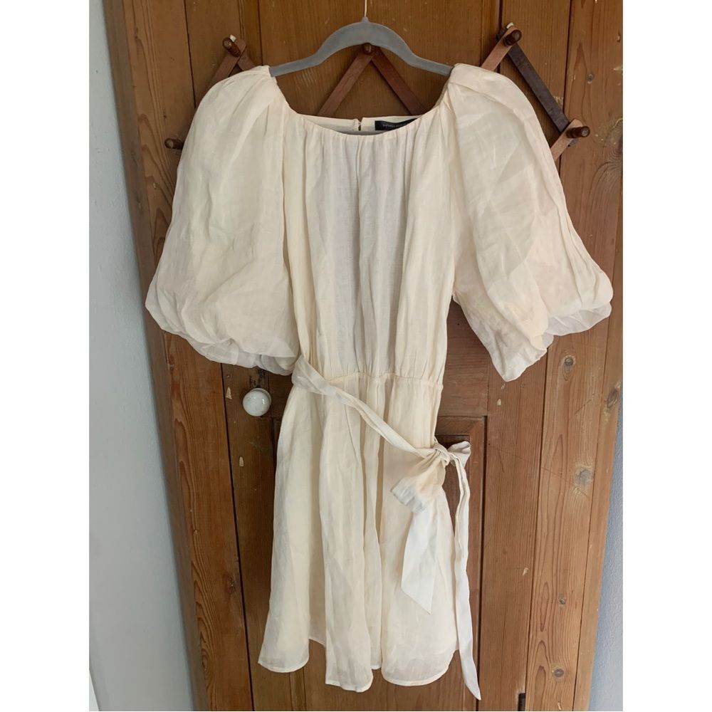 Banana Republic off-white Ramie open back linen dress NWT